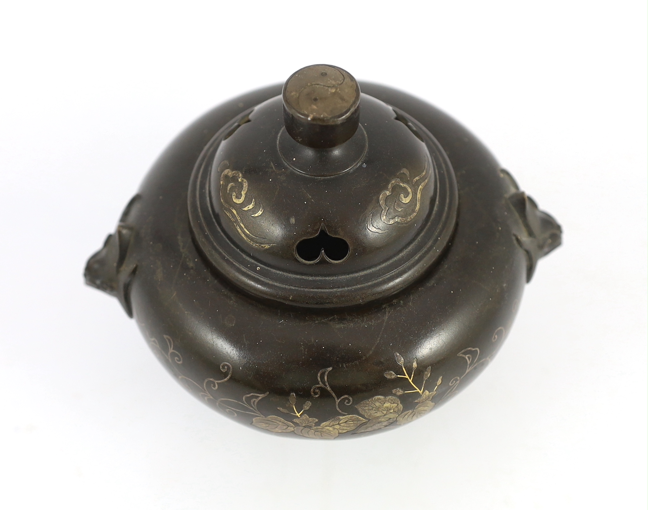 A Japanese bronze koro, 13cm high